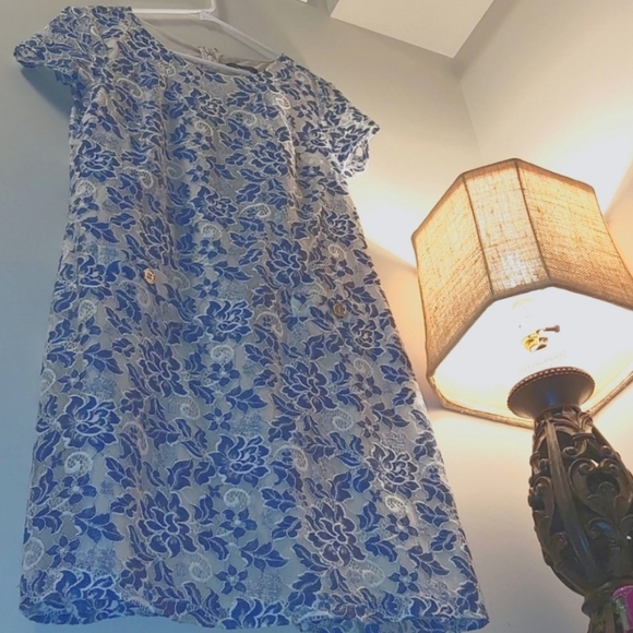 TOMMY Hilfiger Floral blue and cream Lace Blue Dress size 12 - Picture 5 of 11